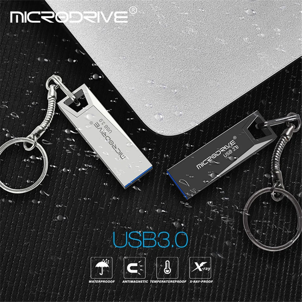 MICRODRIVE Portable 128GB Metal U-disk Laptop Computer USB 3.0 Flash Drive - Black - 7