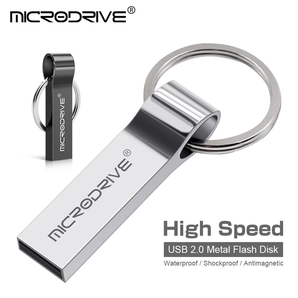 MICRODRIVE 8GB Plug and Play USB 2.0 Flash Drive Data Thumb Stick with Key Ring - Silver - 4