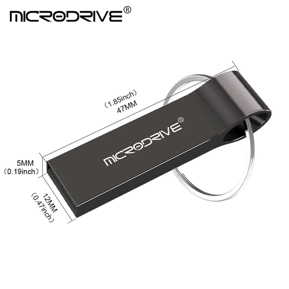 MICRODRIVE 8GB Plug and Play USB 2.0 Flash Drive Data Thumb Stick with Key Ring - Silver - 5
