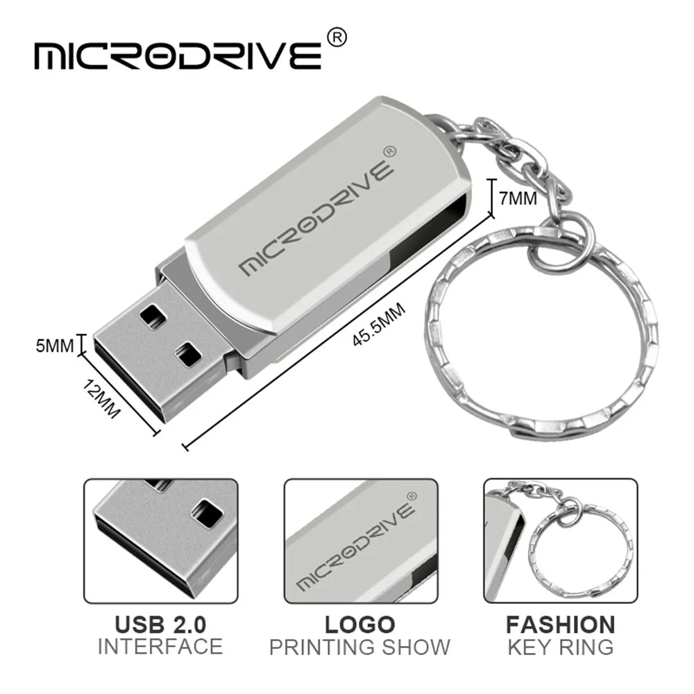 MICRODRIVE 32GB Portable USB 2.0 Flash Drive Rotation Design Thumb Drive USB Stick - Grey - 7