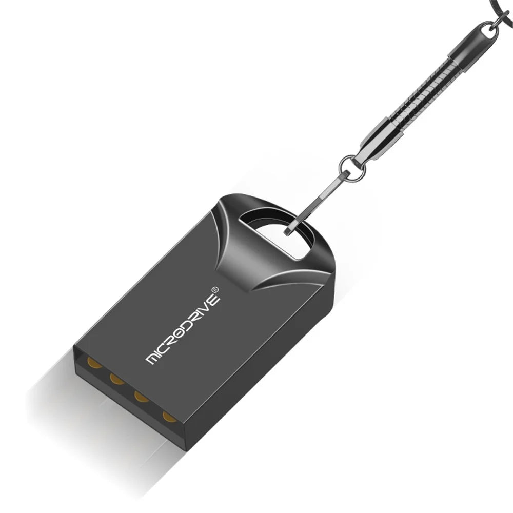 MICRODRIVE USB 2.0 Mini Flash Drive Portable Metal 16GB U-Disk - Black - 1