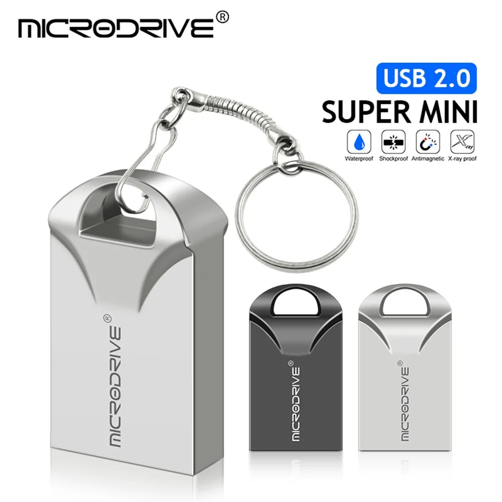 MICRODRIVE 128GB Metal Mini U-Disk Portable USB 2.0 Flash Drive - Silver - 7