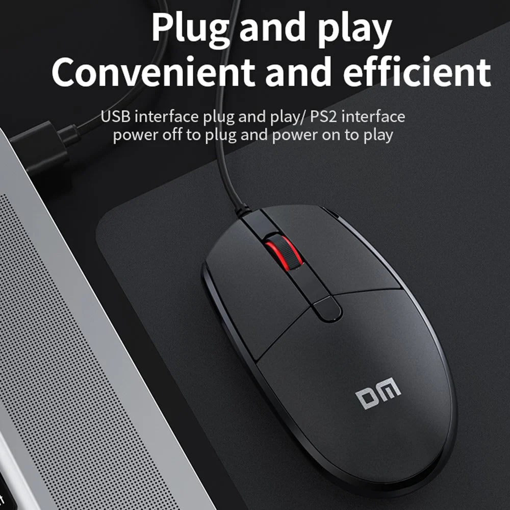 DM K3 Wired USB Cable Ergonomic Laptop Computer Mouse for Home and Office - 2