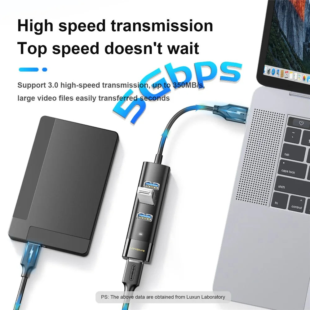 MINDPURE US023 1m Type-C to USB 3.0 4-Port Hub High Speed Laptop Docking Station - 3