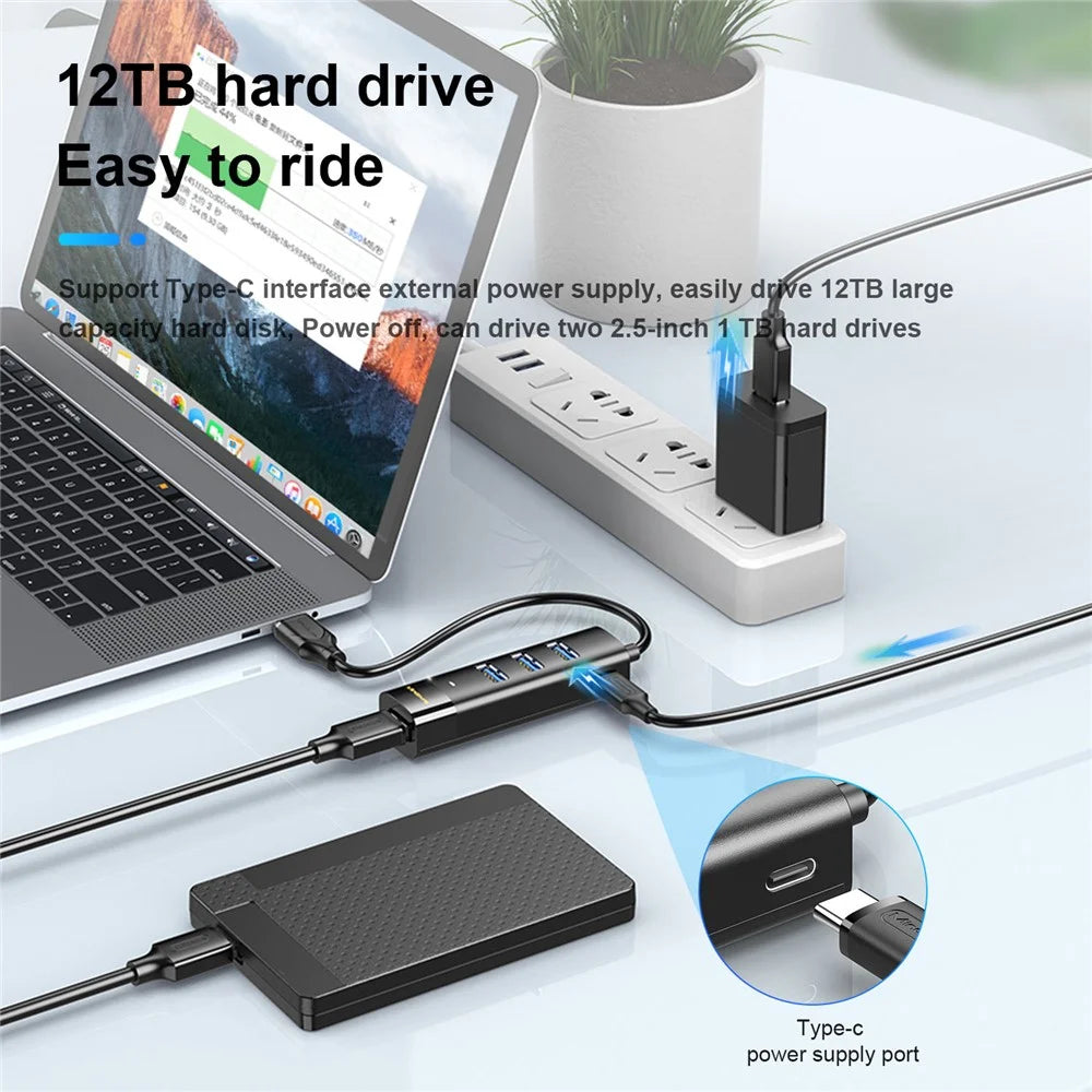 MINDPURE US023 1m Type-C to USB 3.0 4-Port Hub High Speed Laptop Docking Station - 5