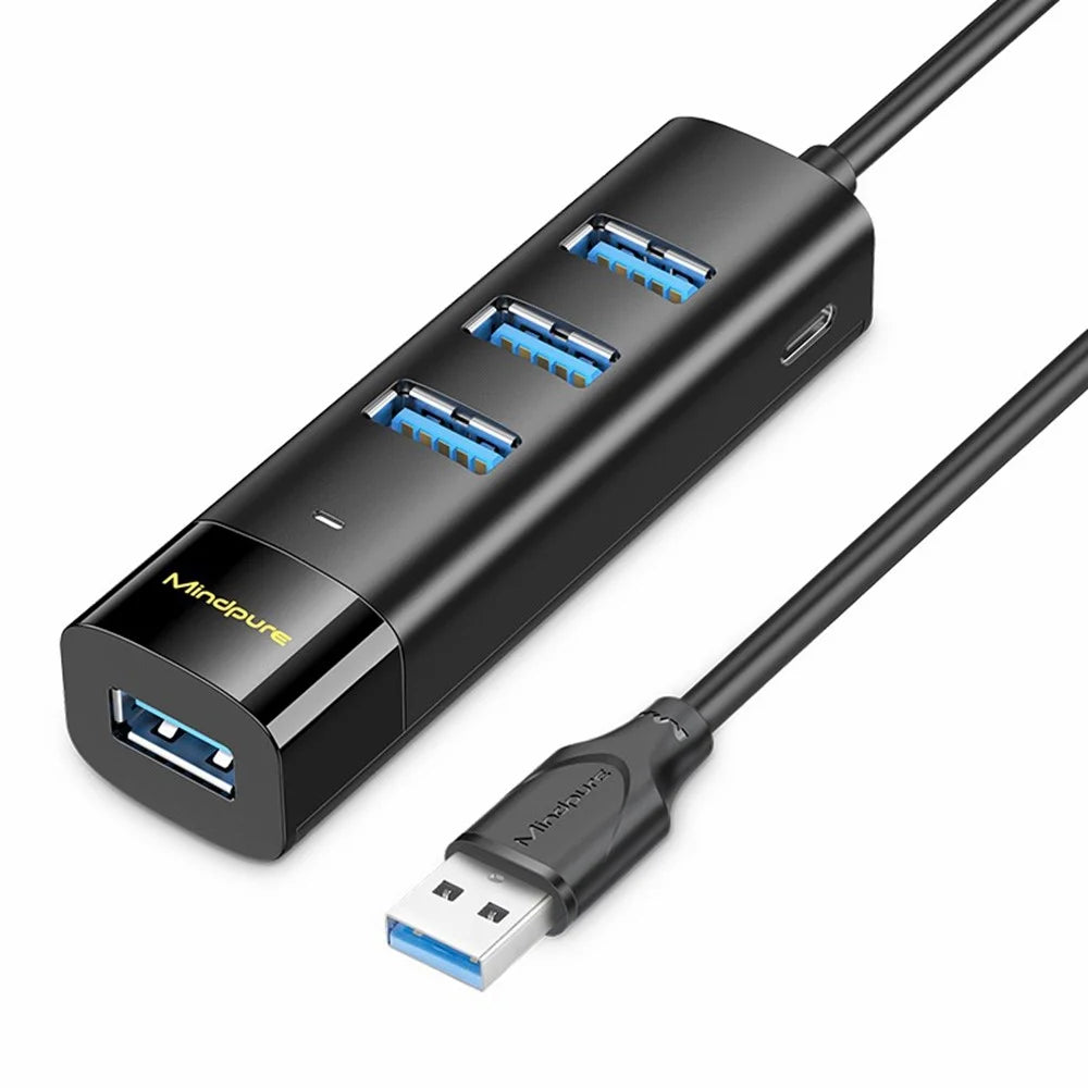 MINDPURE US022 1.5m USB-A to USB 3.0 4-Port Hub High Speed Data Transfer Laptop Docking Station - 1