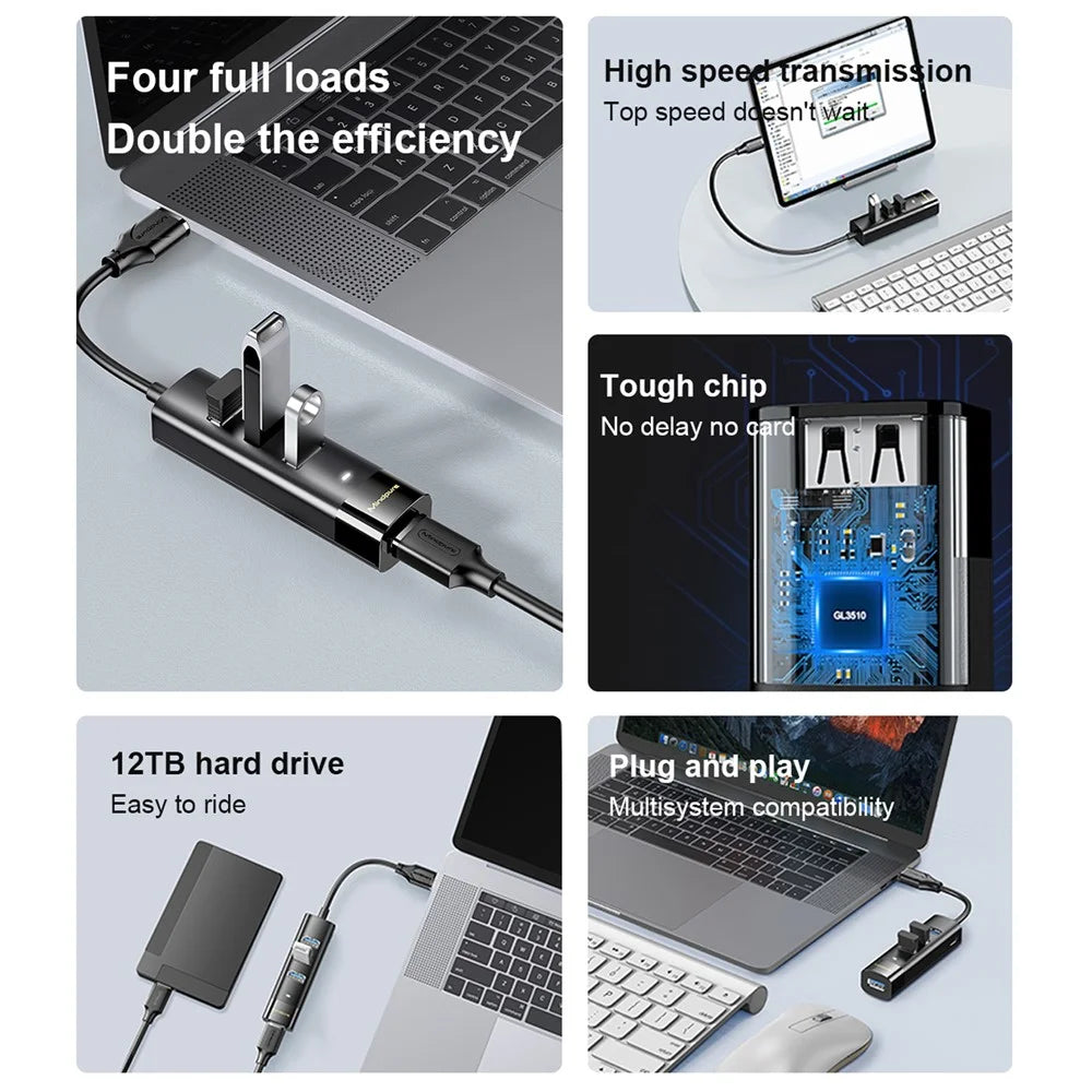 MINDPURE US022 1m USB-A to USB 3.0 4-Port Hub High Speed Data Transfer Laptop Docking Station - 3