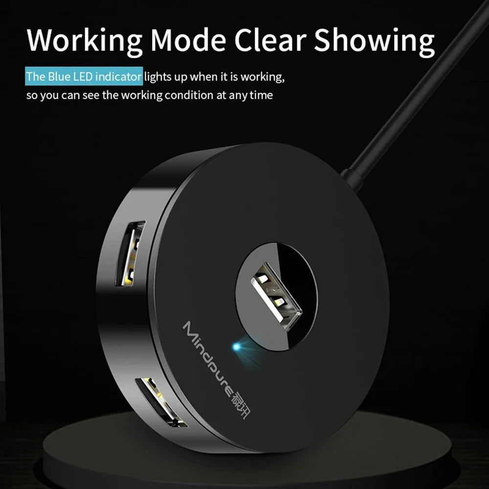 MINDPURE US018 1m USB to 4 X USB2.0 Docking Station Laptop Computer USB Hub Adapter - Black - 3