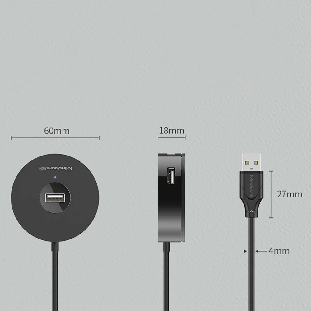 MINDPURE US018 0.5m USB to 4 X USB2.0 Docking Station Laptop Computer USB Hub Adapter - Black - 7