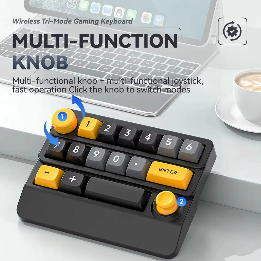 MKESPN W909 15 Keys Mechanical Gaming Keyboard Wireless / Bluetooth-Compatible / Wired RGB Backlit Keypad - Black - 4