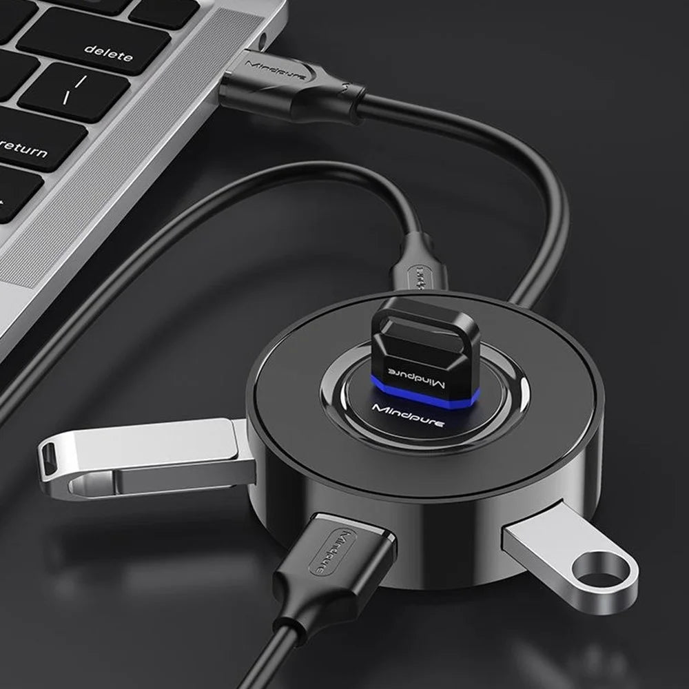MINDPURE US034 0.3m Cabled USB Hub 4 Port Docking Station USB 2.0 Splitter Adapter for Laptop / Notebook / Tablet - Type-C - 3