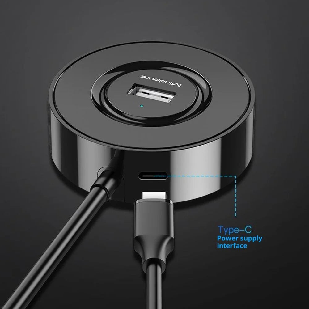MINDPURE US034 0.3m Cabled USB Hub 4 Port Docking Station USB 2.0 Splitter Adapter for Laptop / Notebook / Tablet - Type-C - 4