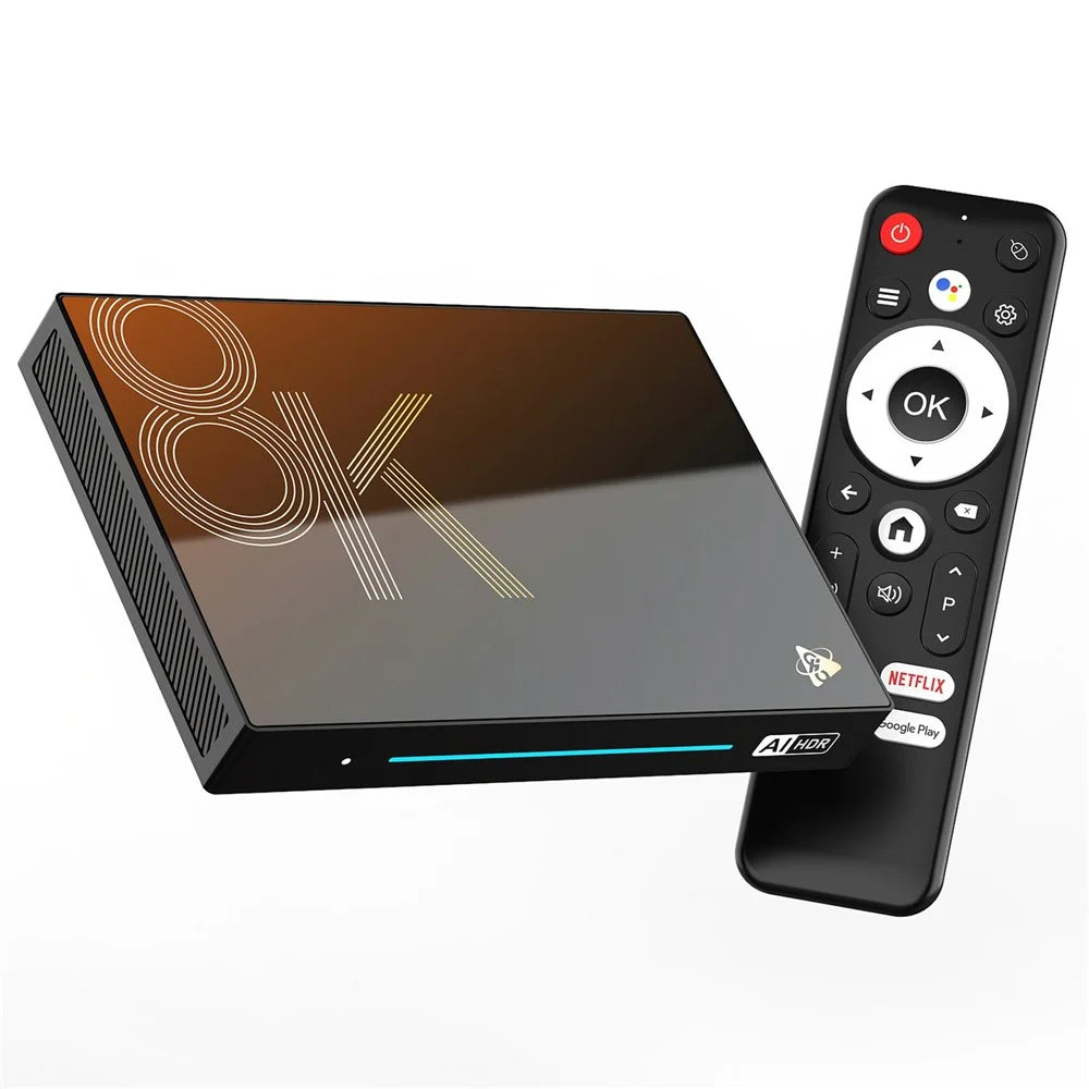 H96 MAX M9S Android 14.0 TV Box 8GB RAM + 128GB ROM 8K Ultra HD Streaming Device 1000M LAN WiFi 6 BT5.4 - US Plug - 1