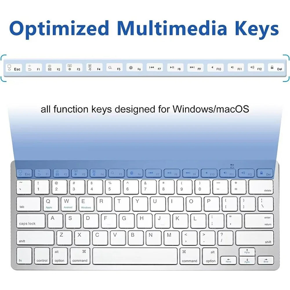 X5 78-Key Bluetooth-compatible Keyboard Ultra Thin Wireless Keyboard for Tablet PC, English Version - White - 3