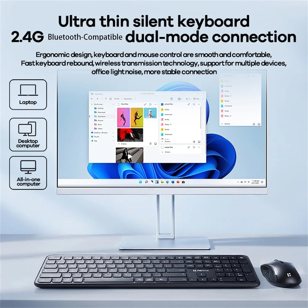 REMAX BT-07 2.4G / Bluetooth-compatible Dual Mode Wireless Keyboard with 1600DPI Mouse Combo Set - 3