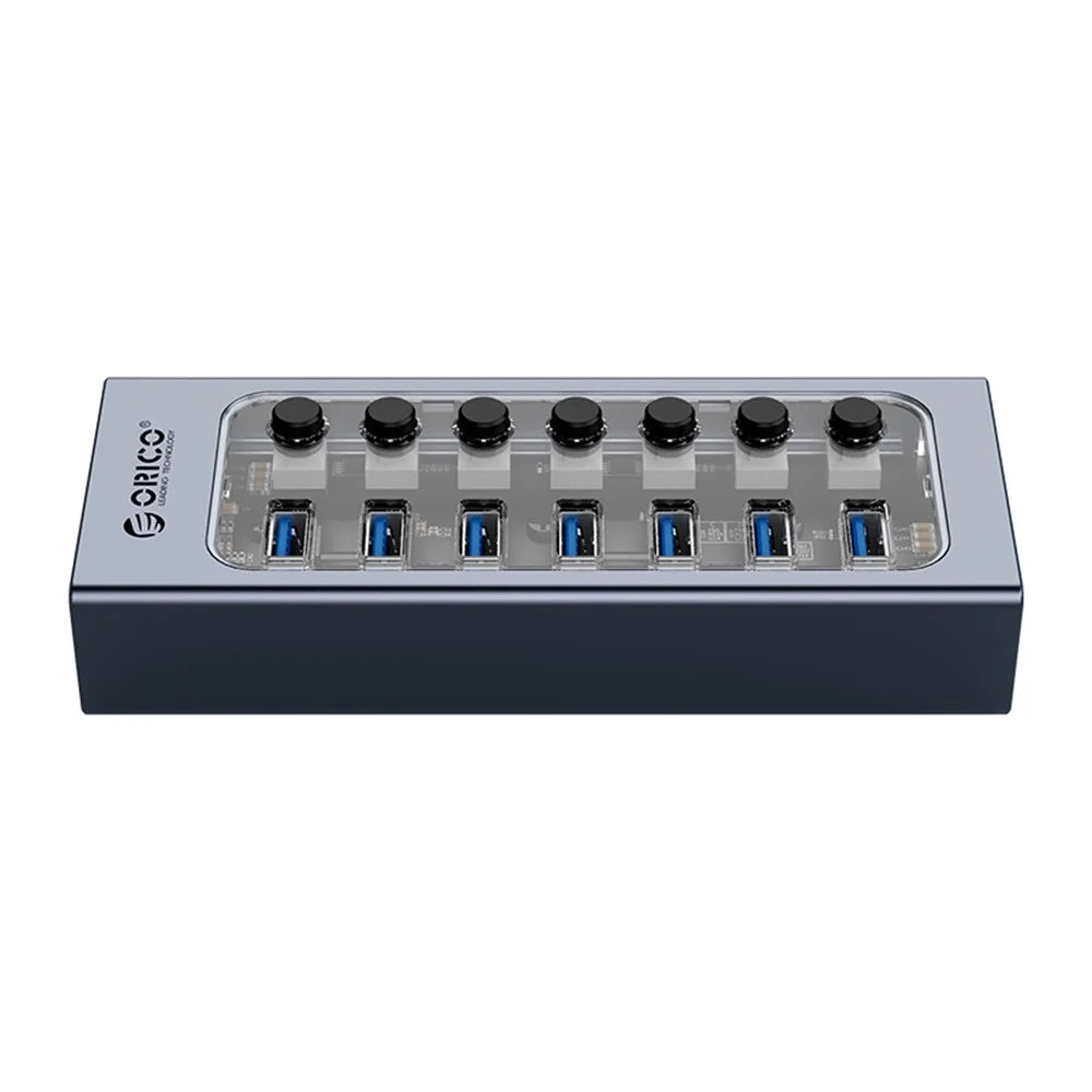 ORICO AT2U3-7AB Aluminum Alloy + PC USB3.0 Multi-port HUB with Individual Switches - 4