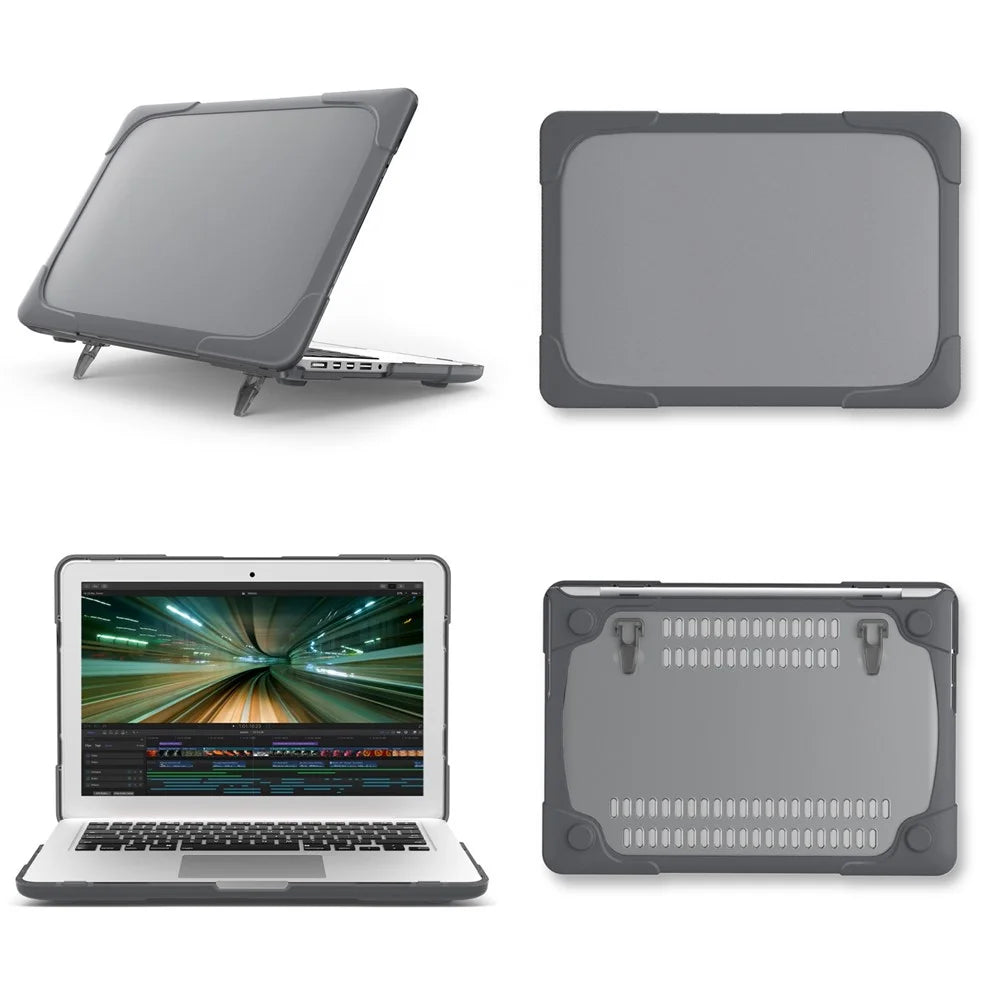 Heat Dissipation Design Two-Piece Plastic + TPU with Stand Shell for MacBook Pro 16 inch (2019) A2141 - Grey - 2
