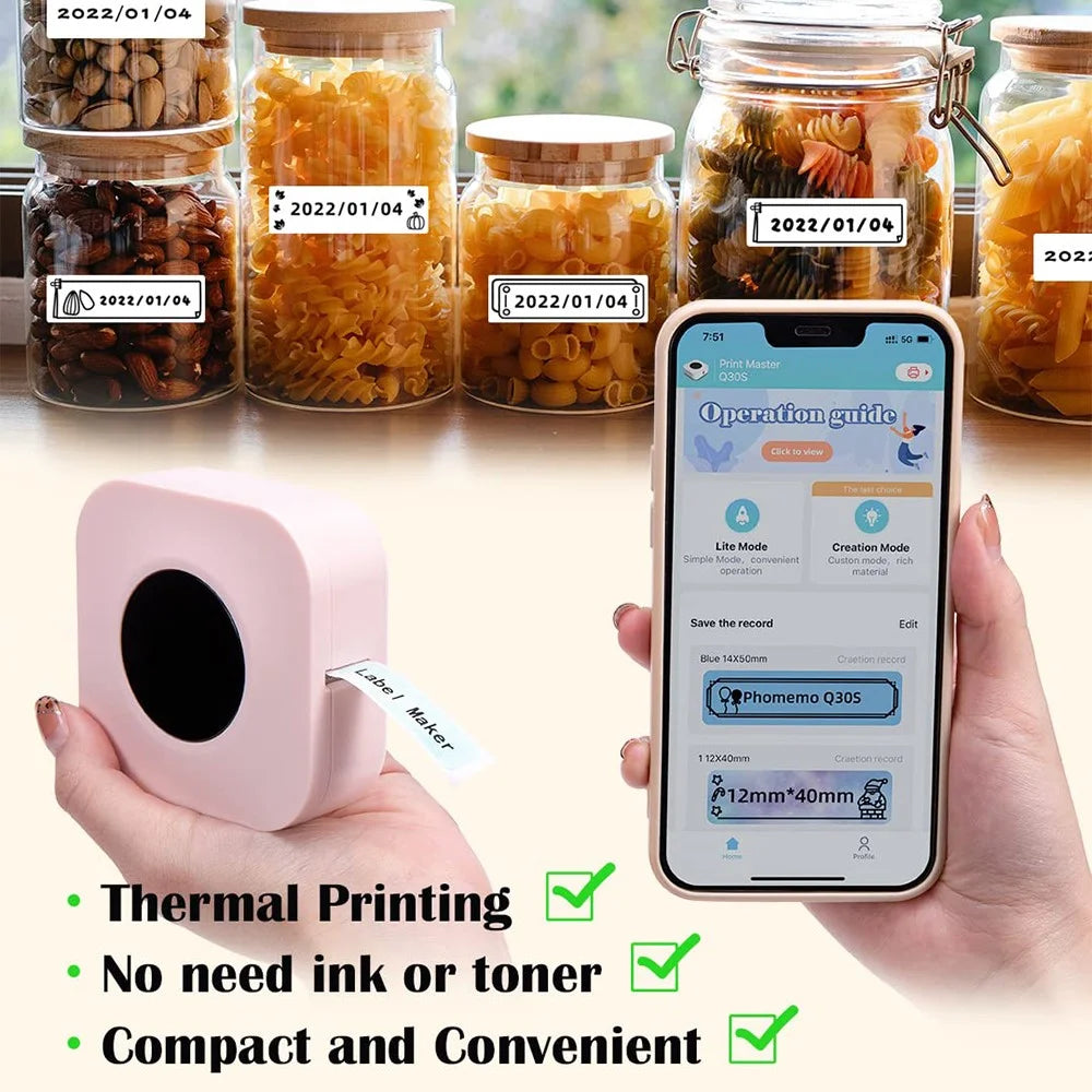 PHOMEMO Q30S DIY Sticker Label Maker Machine Mini Pocket Bluetooth-compatible Thermal Label Printer - Green - 7