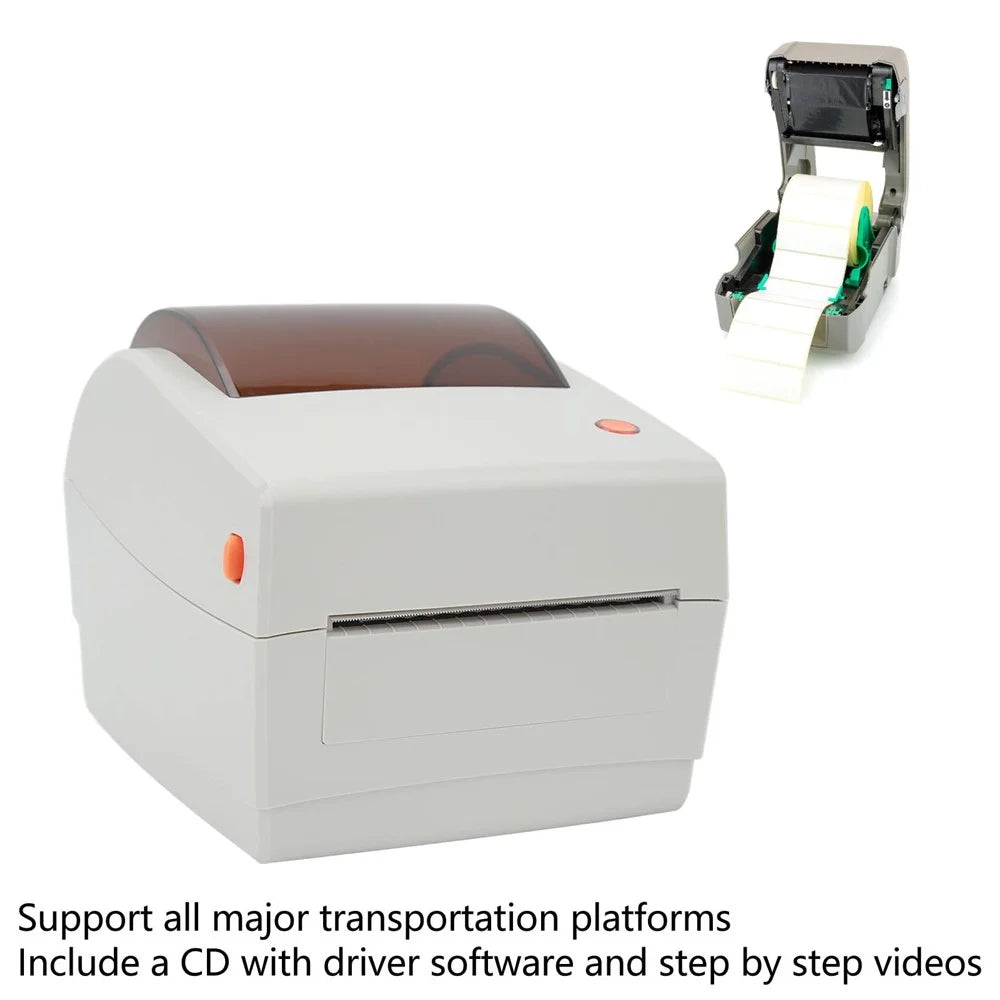 TP403 180mm / s Fast Printing Desktop Thermal Printer Barcode Label Printer, USB+Bluetooth-compatible Version - US Plug - 5