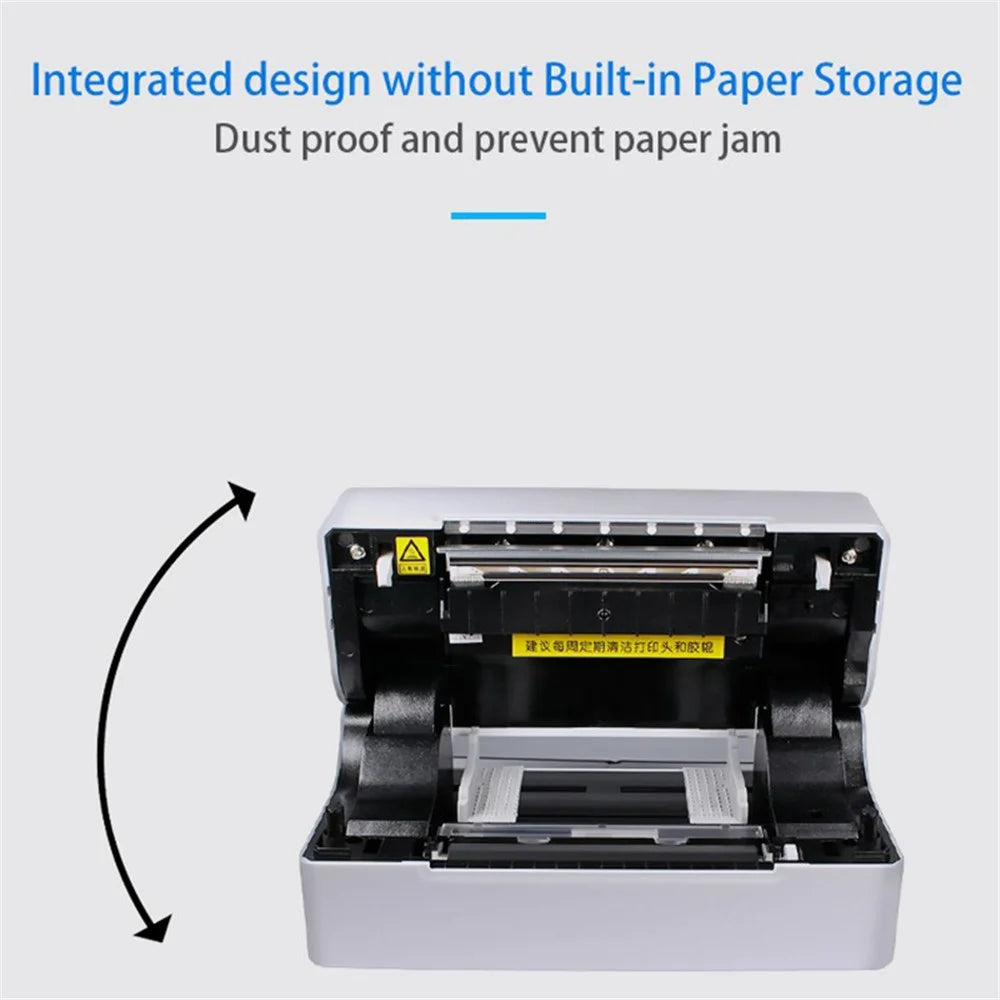 TDL406 Desktop Thermal Label Printer Barcode Sticker Maker Machine, USB + Bluetooth-compatible Version - US Plug - 5
