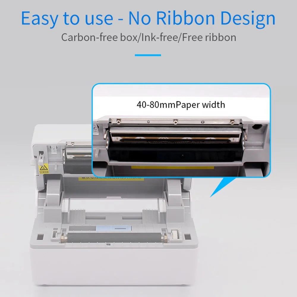 TDL402 Fast Printing 203DPI USB Thermal Printer Inkless Barcode Label Printer - US Plug - 7