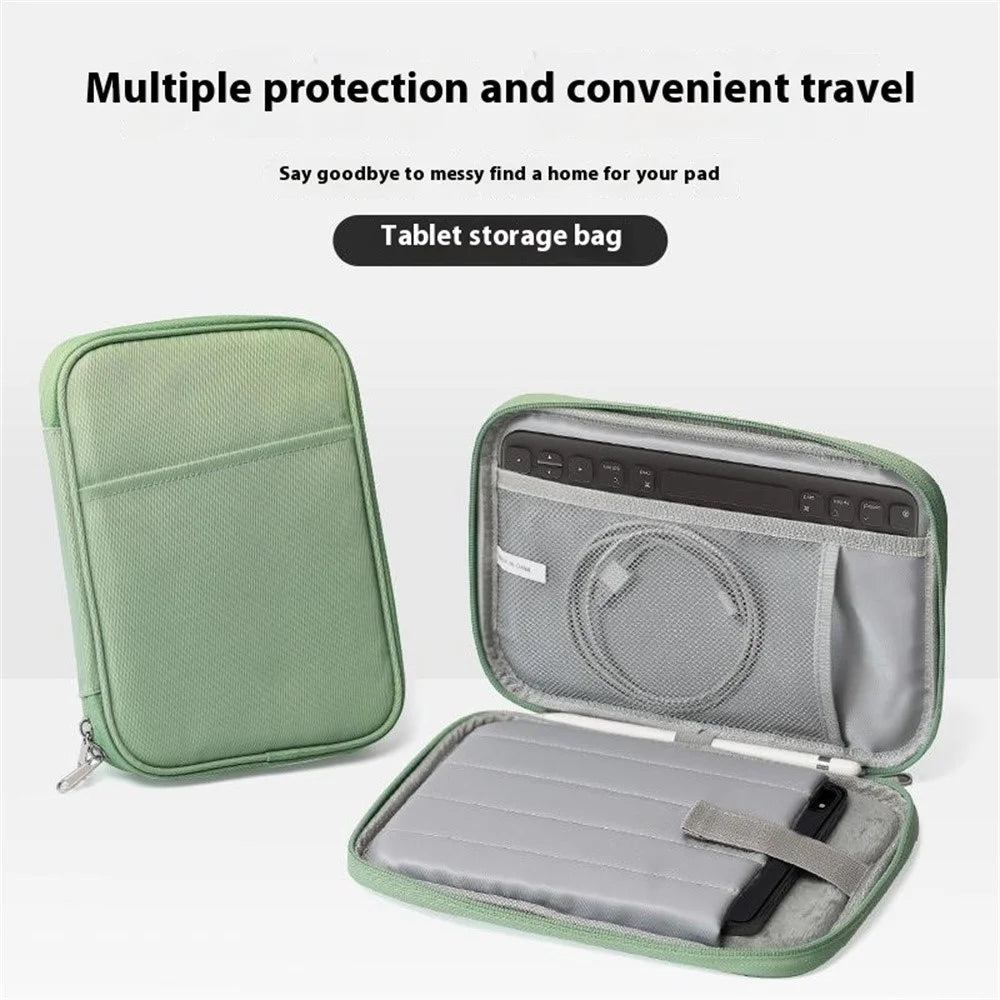 For 7-8 inch E-Reader Carrying Case Polyester Splash-Proof Portable Tablet Sleeve Bag - Green - 2