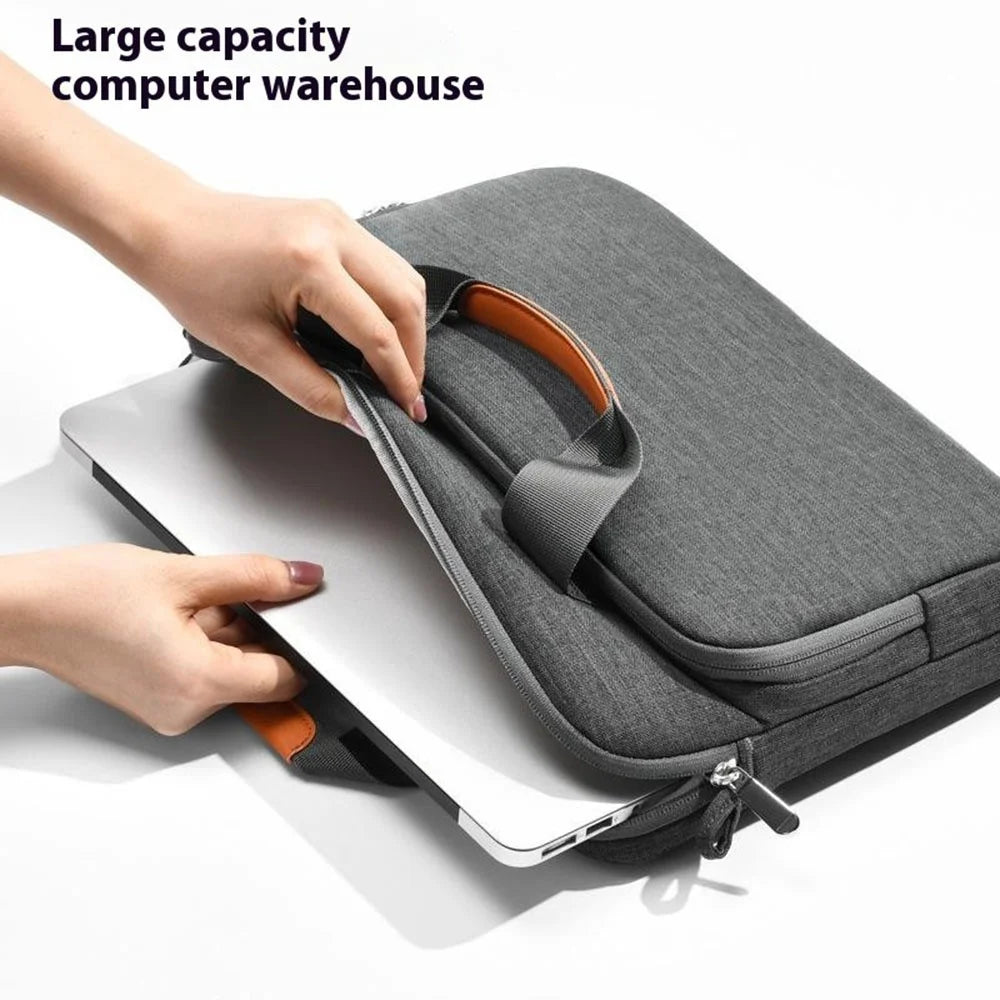 For 13 inch Shoulder Laptop Bag Business Style Multi-Functional Notebook Sleeve Bag with Air Cushion Protection - Black - 2