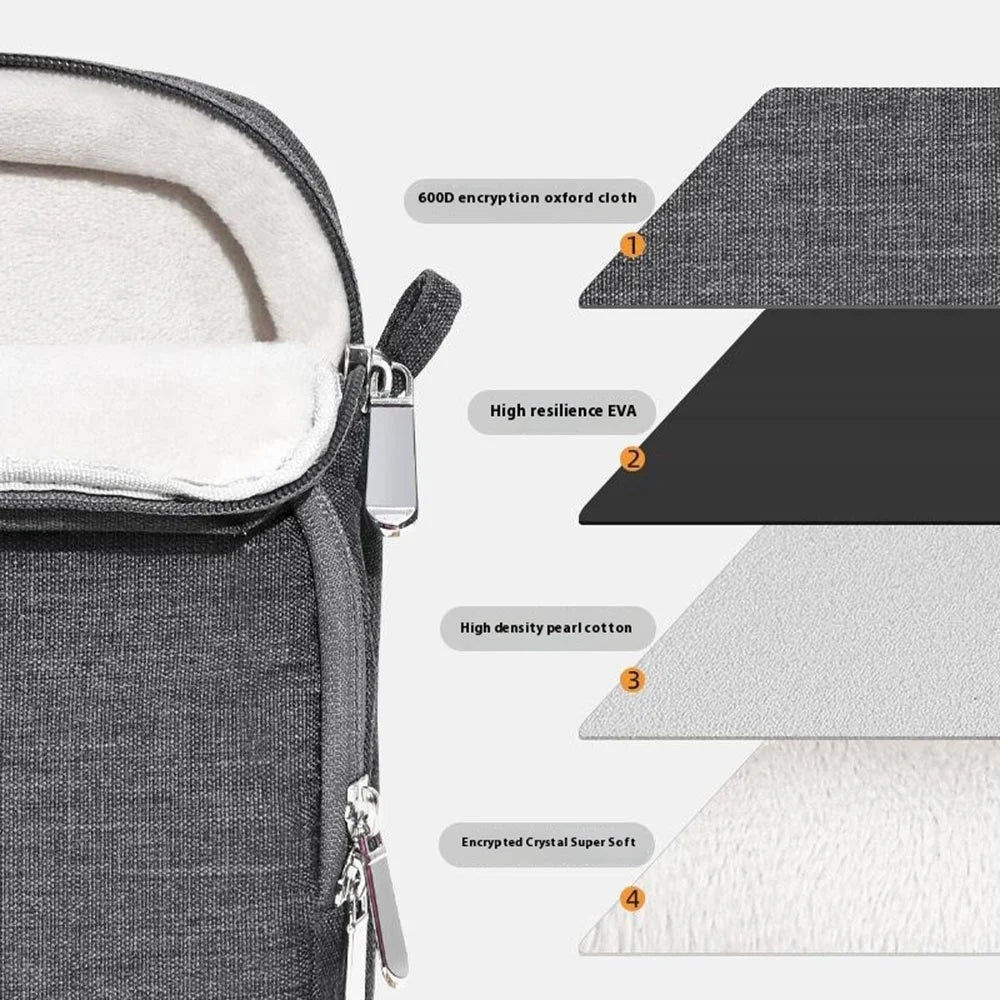 For 13 inch Shoulder Laptop Bag Business Style Multi-Functional Notebook Sleeve Bag with Air Cushion Protection - Black - 4