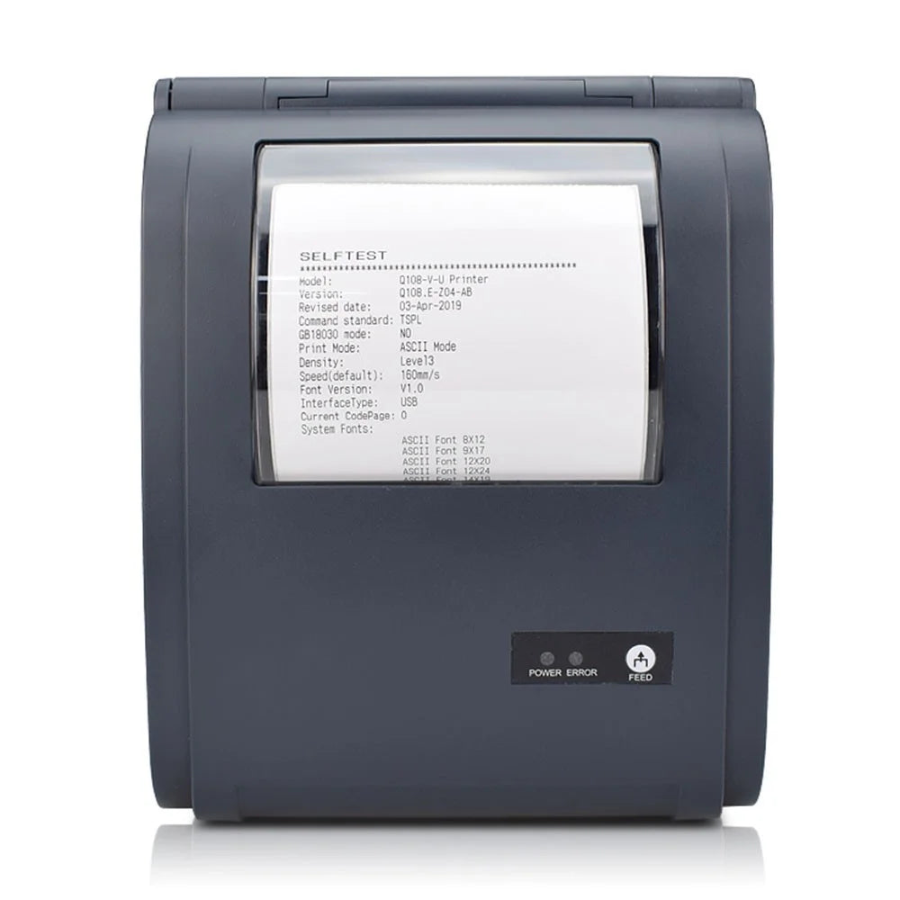 ZJ-9210 110mm Thermal Label Printer Portable Mini Label Printer USB + Bluetooth-compatible Interface - Black / US Plug - 3