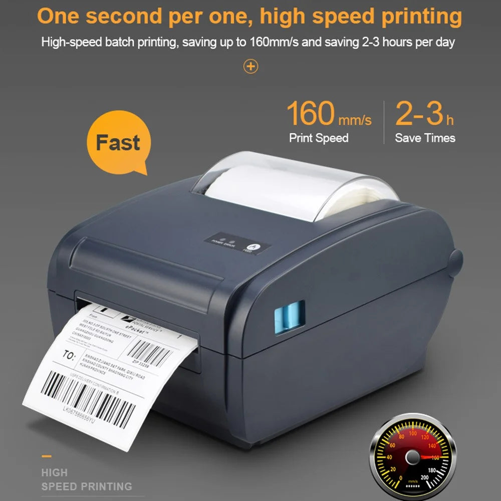 ZJ-9210 110mm Thermal Label Printer Shipping Labels USB Printer for E-Commerce Platforms - Black / US Plug - 5