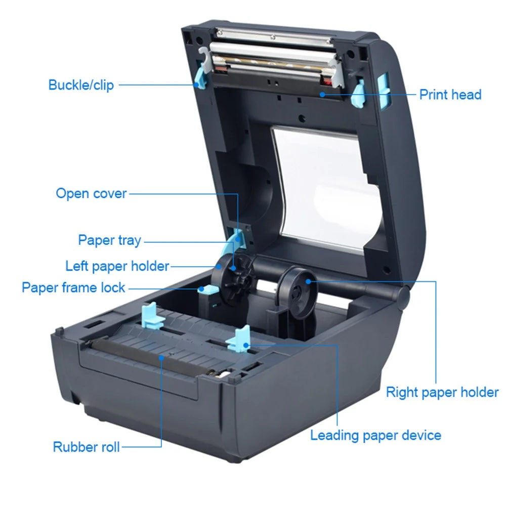 ZJ-9210 110mm Thermal Label Printer Shipping Labels USB Printer for E-Commerce Platforms - Black / US Plug - 4