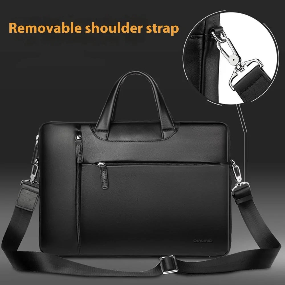 QIALINO For 15 Inch Universal Laptop Sleeve Bag Genuine Cow Leather Notebook Carrying Case - 2