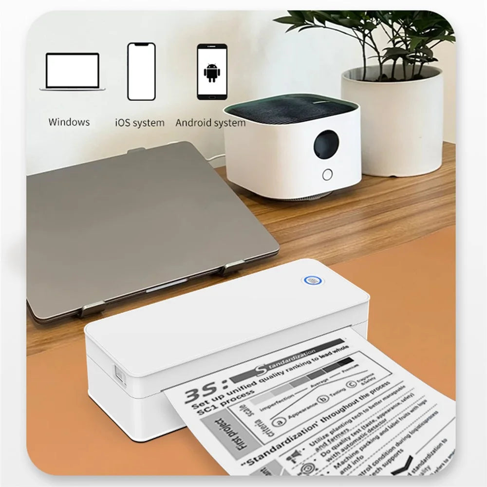 A4 Thermal Printer Wireless Bluetooth-compatible Portable Printing Machine for Windows / iOS / Android - White - 3