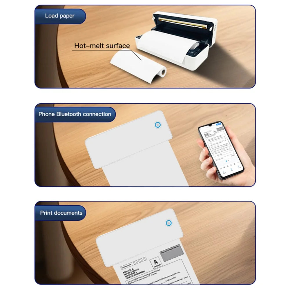 A4 Thermal Printer Wireless Bluetooth-compatible Portable Printing Machine for Windows / iOS / Android - White - 5