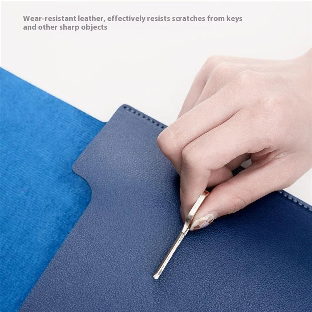HUASHENG For 13 / 13.3 / 14 Inch Notebook Bag Ultra Thin Non Magnetic PU Leather Horizontal Laptop Sleeve - Navy Blue - 4