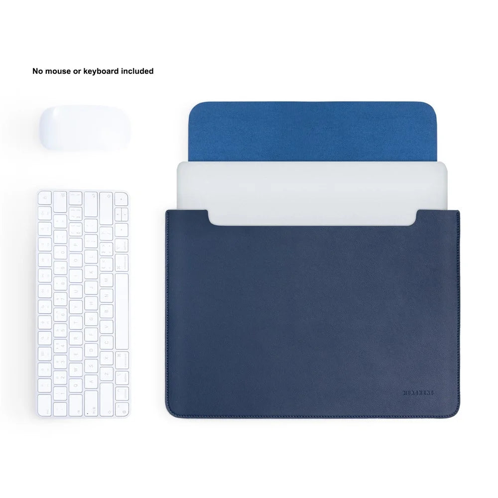 HUASHENG For 15.6 / 16 Inch Notebook Bag Ultra Thin Non Magnetic PU Leather Horizontal Laptop Sleeve - Navy Blue - 2