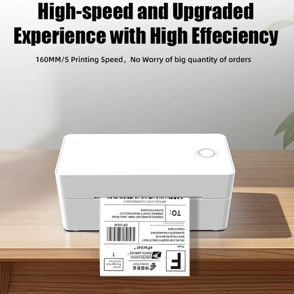 110MM Thermal Label Printer USB + Bluetooth-Compatible High Speed Portable Shipping Bill Printer - White / US Plug - 2