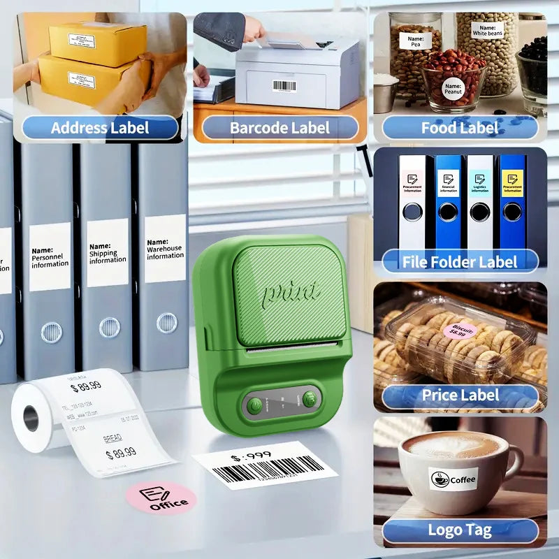 P2 Portable Handheld Thermal Label Printer for Product, Address, Barcodes Type-C 203DPI Label Maker - Black - 5