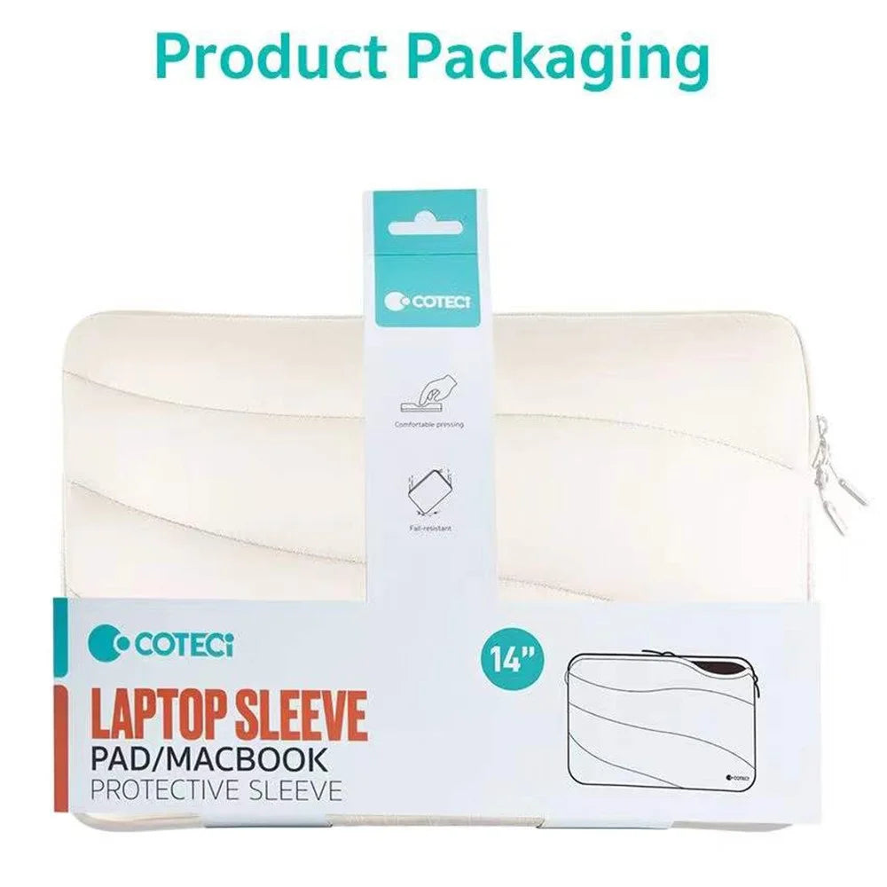 COTECI 13 - 14 Inch Laptop Sleeve Shockproof Notebook Protective Bag - Beige - 4