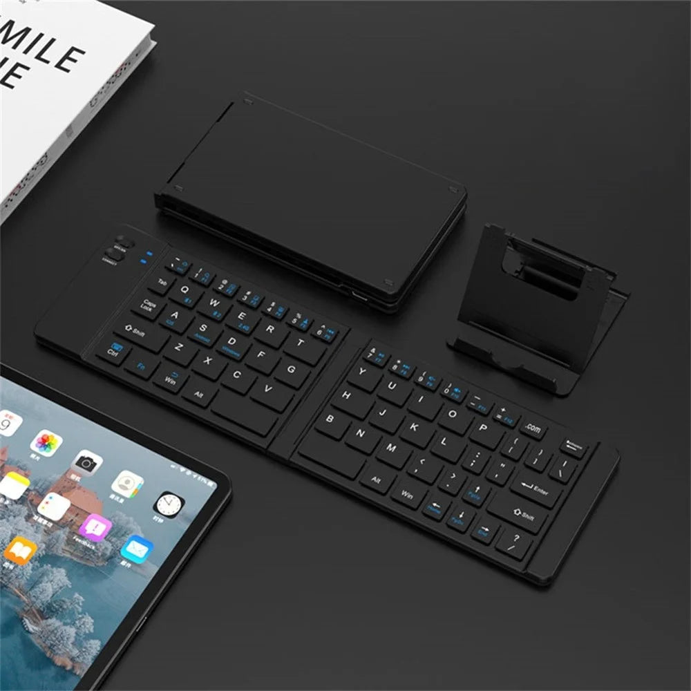 KB018 Mini Portable Foldable Bluetooth-compatible Wireless Keyboard 2.4G Mouse Set Home Office Computer Keyboard + Mouse - Black - 2