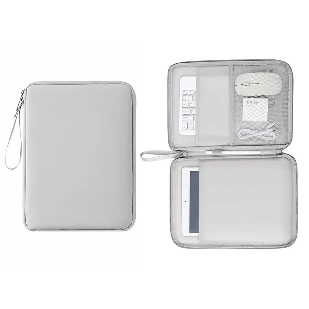 Laptop Sleeve Bag for 12.9 inch Tablet 180-degree Full Opening Portable Storage Organizer with Mouse Pad Function - Grey - 1