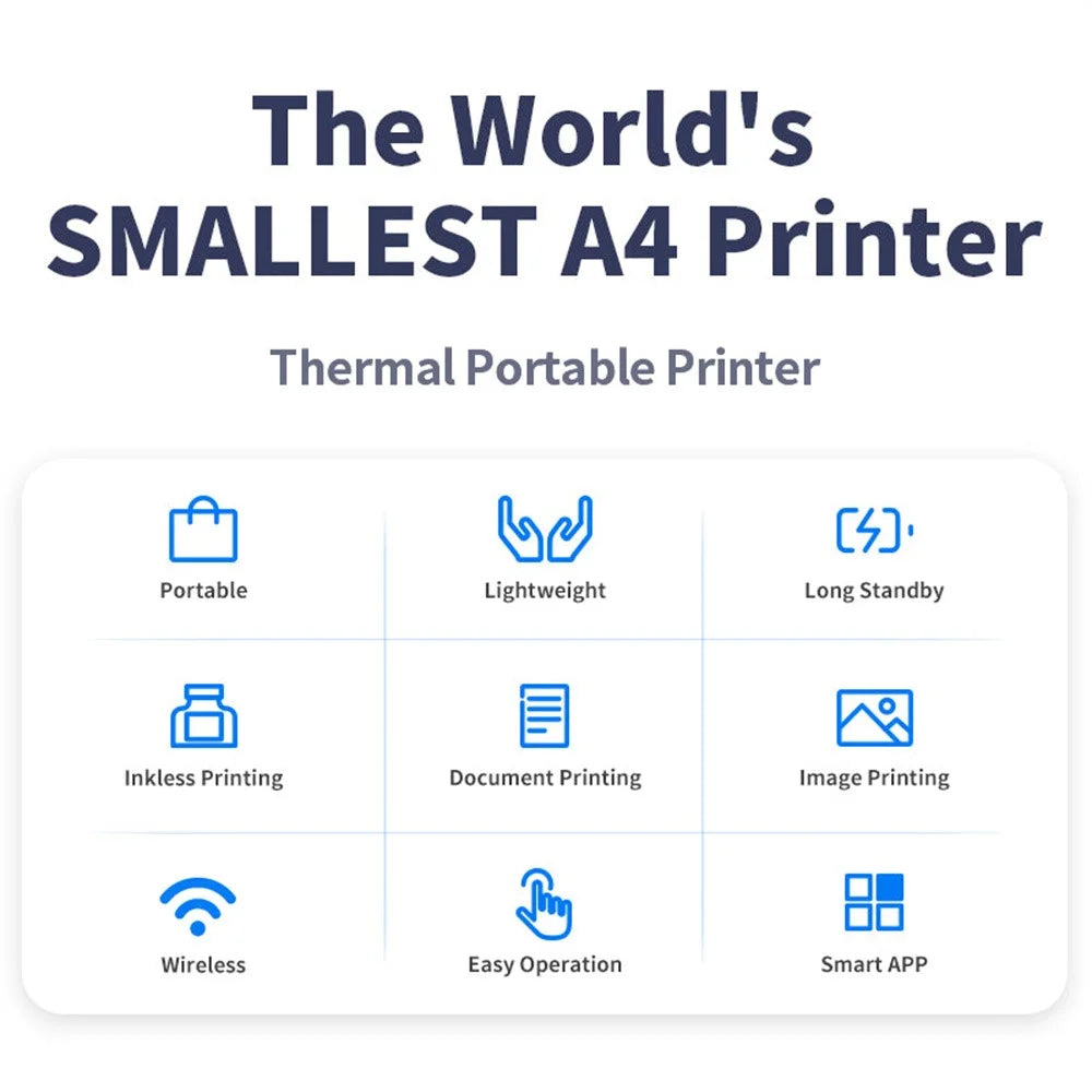 X8 Portable A4 Thermal Printer 203DPI Inkless Bluetooth-compatible / USB Connection for Home Office - Black - 2