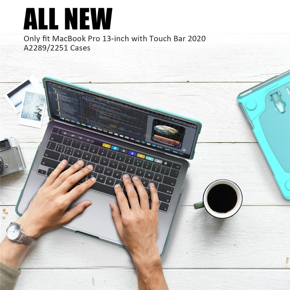 Hard PC Laptop Case Sleeve Notebook Computer Cover with Supporting Stand for MacBook Pro 13'' A2251 / A2289 / A2338 - Blue - 4