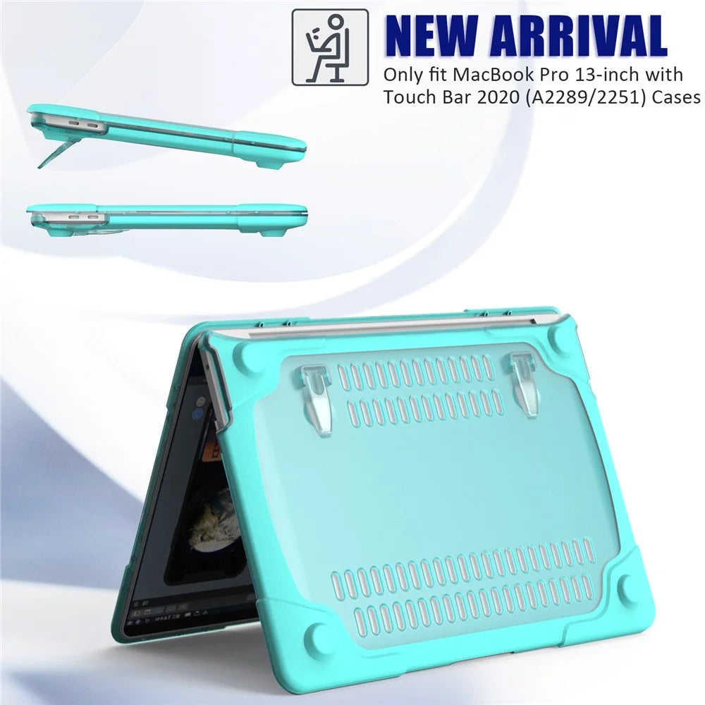 Hard PC Laptop Case Sleeve Notebook Computer Cover with Supporting Stand for MacBook Pro 13'' A2251 / A2289 / A2338 - Blue - 6