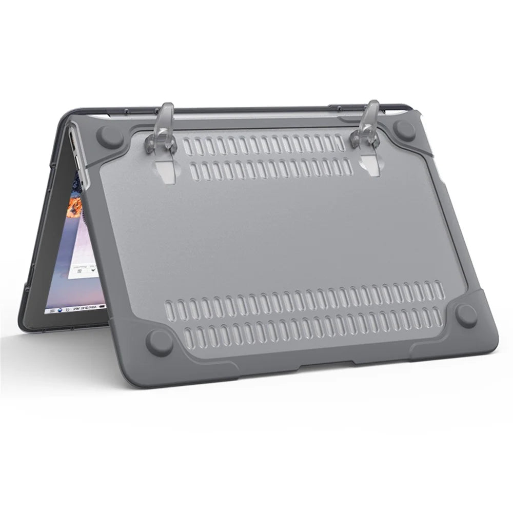Supporting Stand Design Hard PC Anti-scratch Laptop Case Protective Notebook Cover for MacBook Air 13'' A1466 / A1369 - Grey - 6