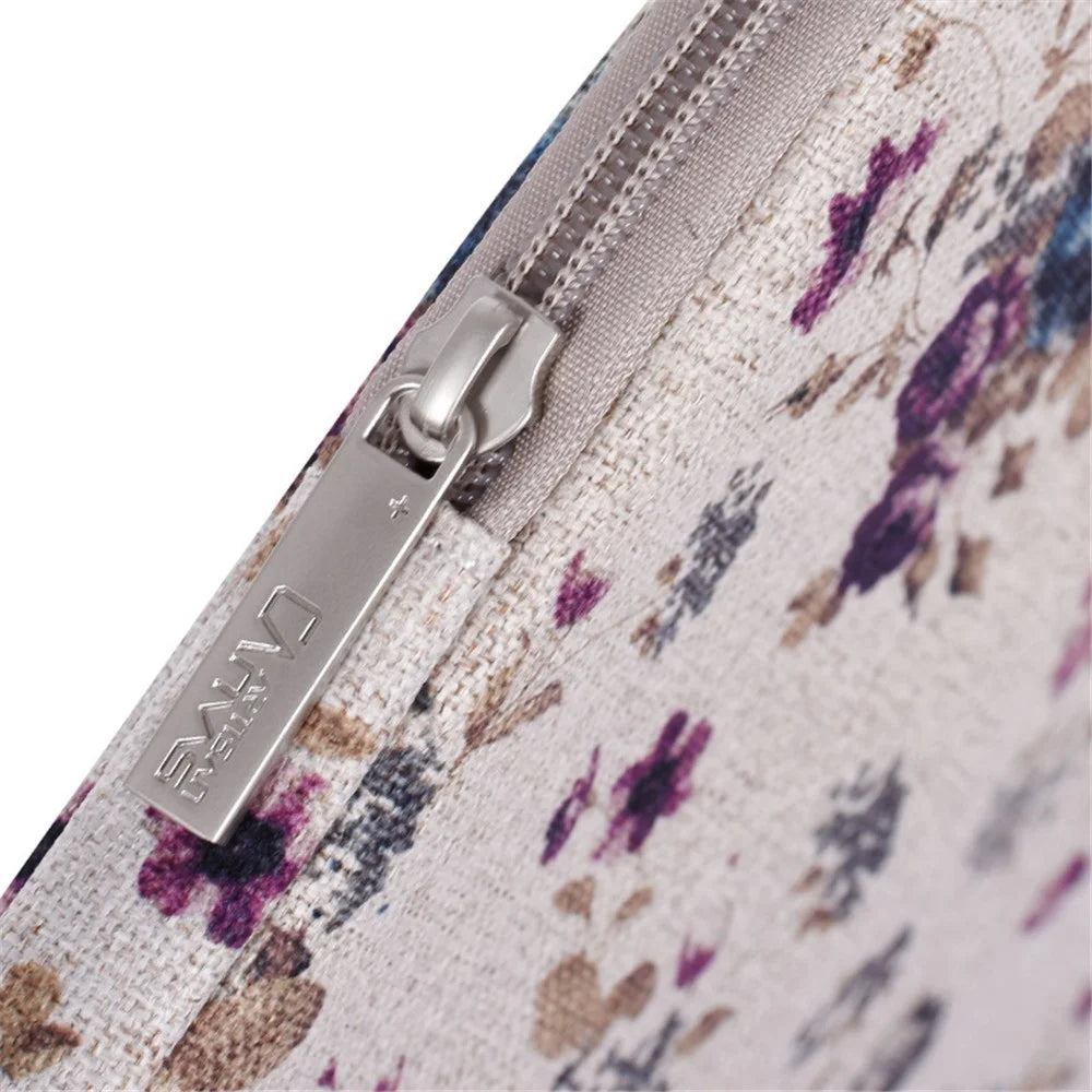 CANVASARTISAN H2-12 Flower Pattern Soft Lining Laptop Protective Sleeve Carrying Bag for 12-inch Notebook - Khaki - 4