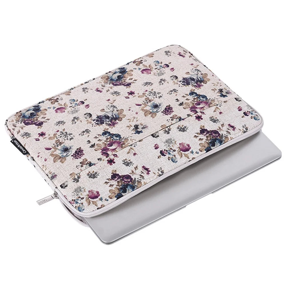 CANVASARTISAN H2-12 Flower Pattern Soft Lining Laptop Protective Sleeve Carrying Bag for 12-inch Notebook - Khaki - 6