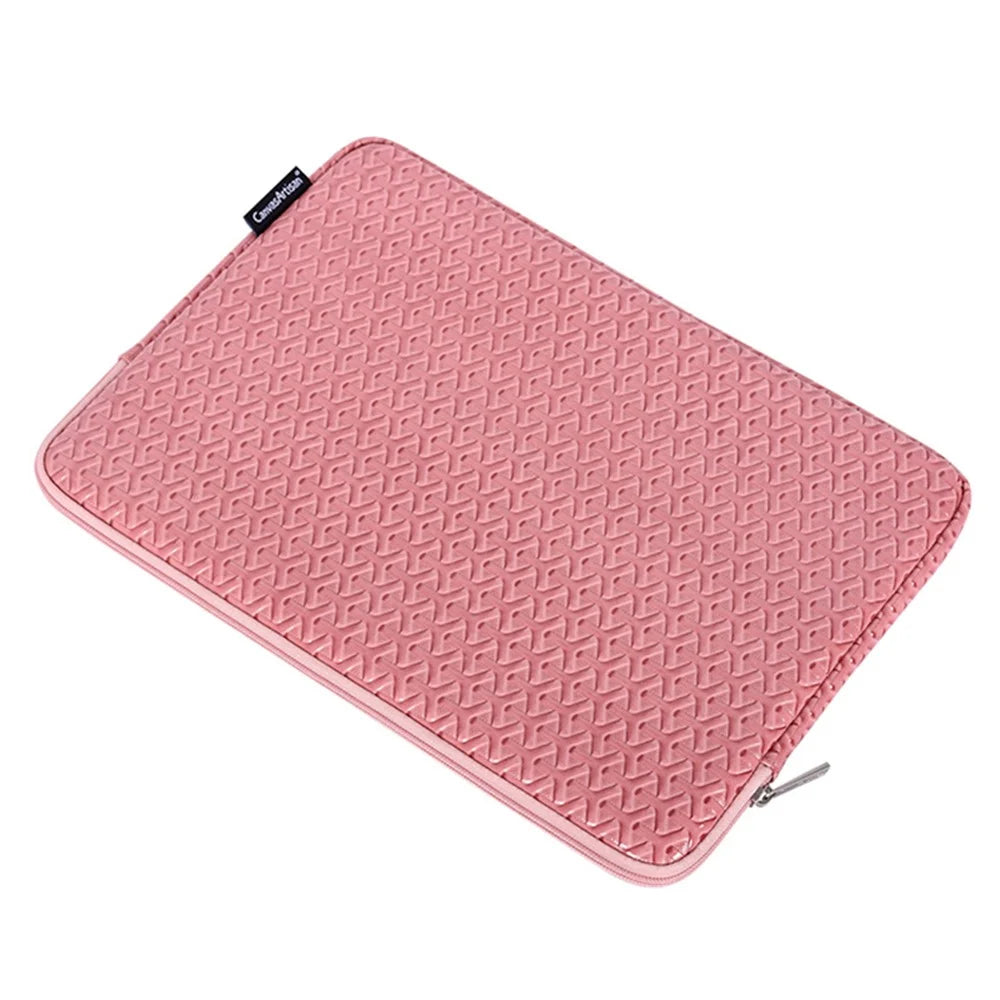 CANVASARTISAN L30-01 Rhombus Pattern PU Leather Laptop Sleeve Case Notebook Zipper Carrying Bag for 15-inch Laptop - 5