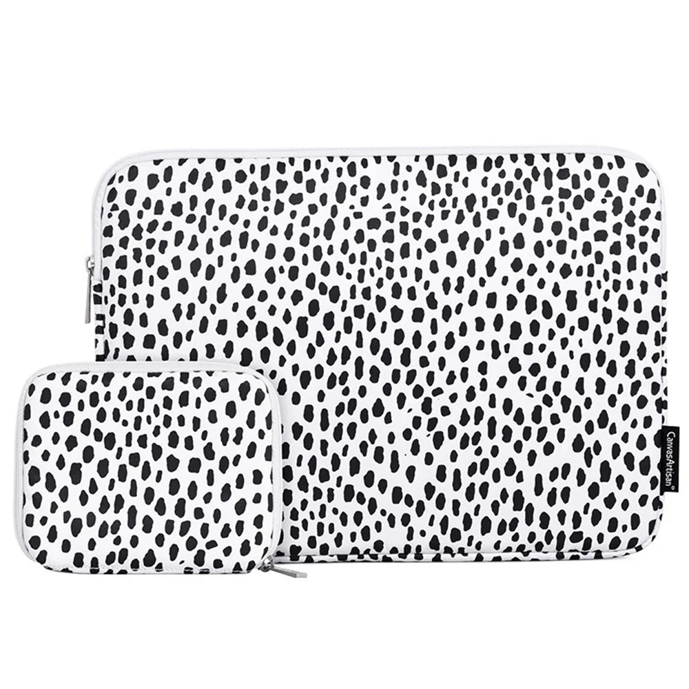 CANVASARTISAN H36-T0123 Dots Printing Shockproof Notebook Laptop Sleeve Carrying Case with Small Bag - White/for 11-inch Laptop - 1