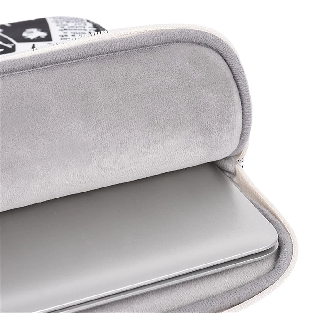 CANVASARTISAN H35-01 Newspaper Pattern Printing Laptop Protective Sleeve Case Notebook Carrying Cover Bag - White/11 inch - 6